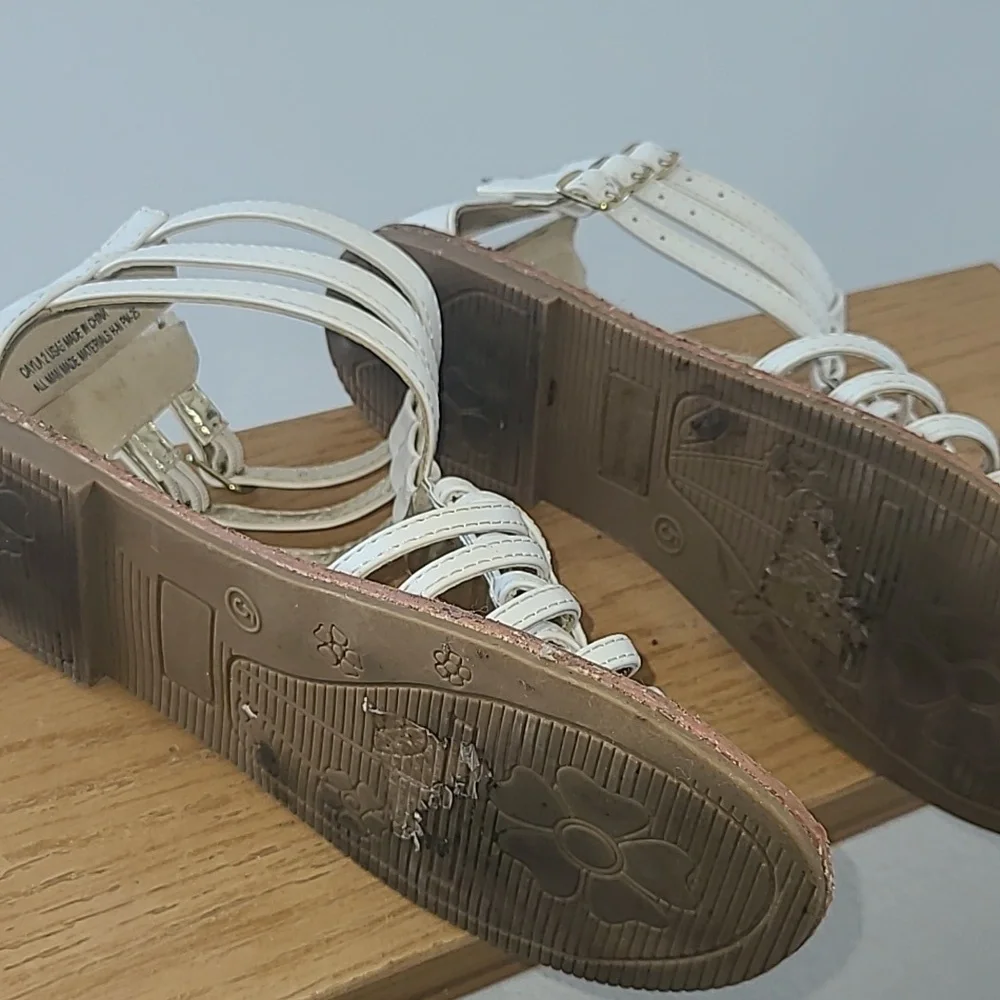 Cole Haan White Gladiator Sandals Back Zip Buckle